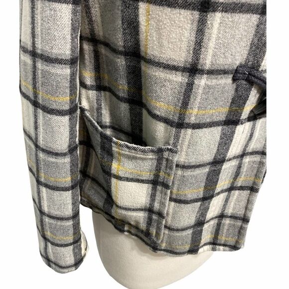 Old Navy Plaid Wool Winter Jacket With Hood‎ Toggle Jacket Gray Yellow Small - Picture 7 of 11